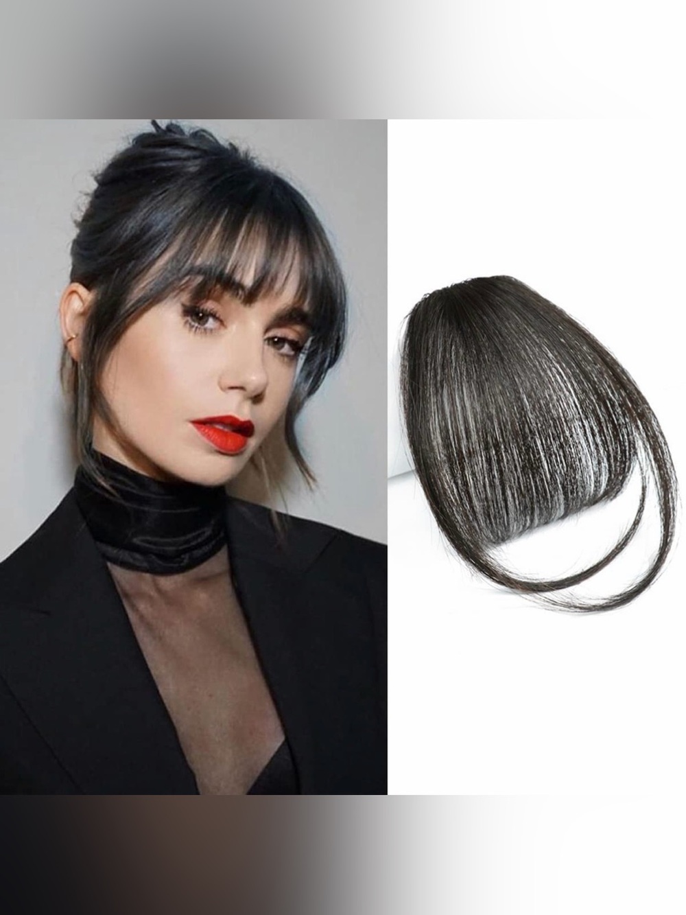 Clip-In Straight Bangs Fringe - Human Hair Black